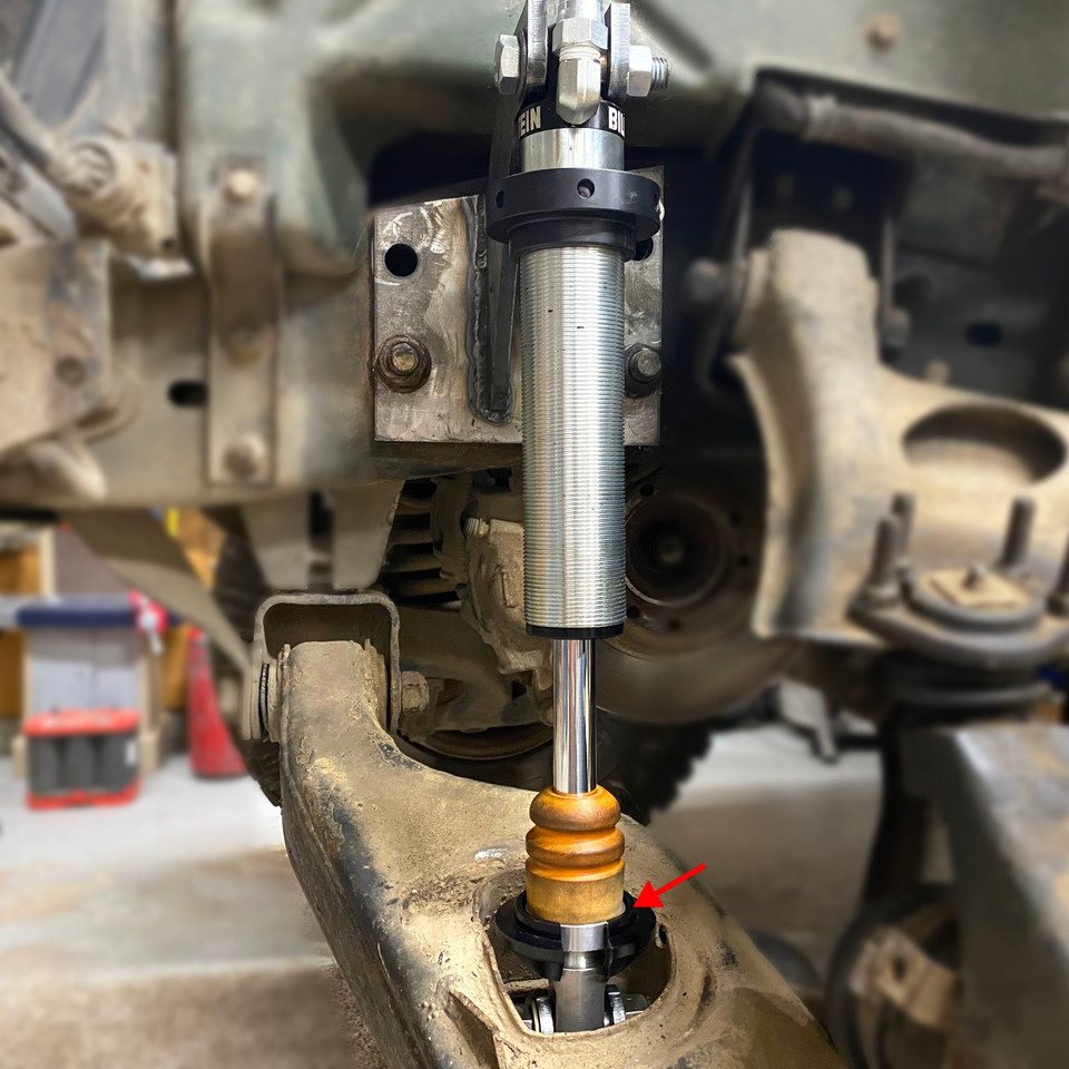 Kooker Tech K0005 Shock Packer Spacer installed on Humvee